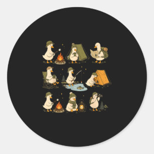 Schattelijke gans kamperen grappige buitenliefhebb ronde sticker
