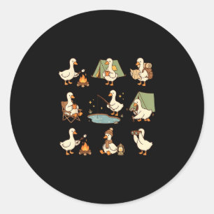 Schattelijke gans kamperen grappige liefhebbers va ronde sticker