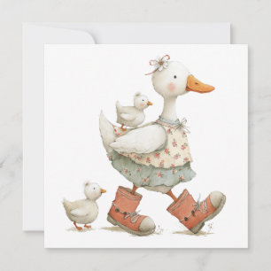 Schattelijke Gans Whimsical Moederdag Moeder en Ki Kaart