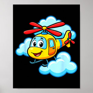 Schattelijke gele cartoon helikopter grappige chop poster