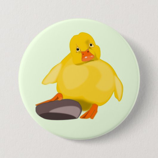 Schattelijke Gele Eend Ronde Button 7,6 Cm (Voorkant)