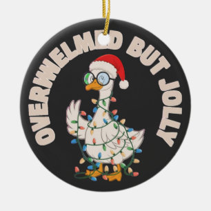 Schattelijke Kerstgans met Kerstmanhoed Keramisch Ornament