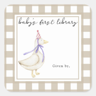 Schattelijke Kleine Gans Baby's eerste bibliotheek Vierkante Sticker