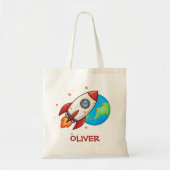 Schattelijke rode raket in de ruimte tote bag (Voorkant)