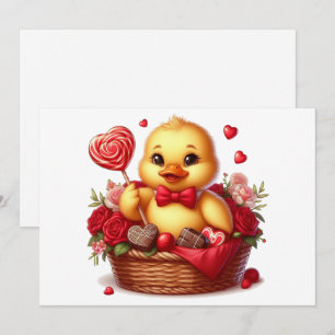 Schattelijke/whimsical valentijnseend feestdagenkaart