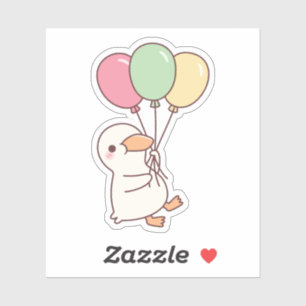 Schattelijke Witte Eend Met Ballonnen Sticker