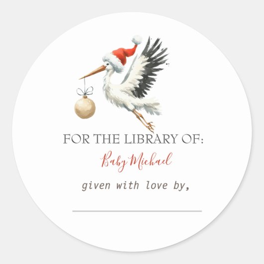 Schatteluke Feestelijke Ooievaar Ronde Sticker (Voorkant)