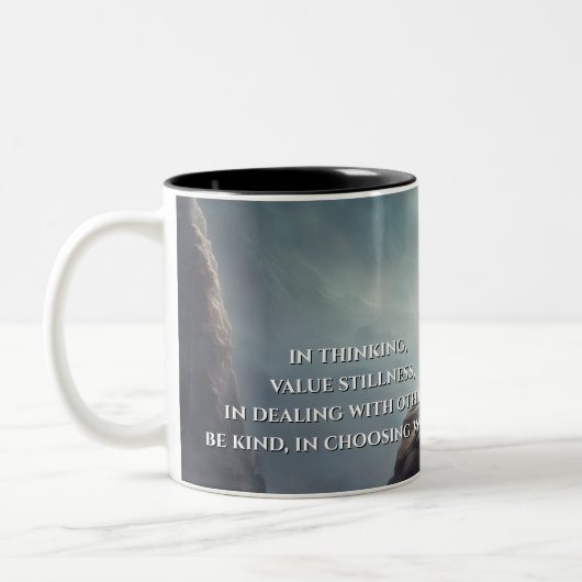 Schatten van de Tao Te Ching 012 Tweekleurige Koffiemok (Links)