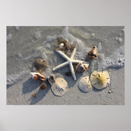 Schatten van het strand bij laagwater poster