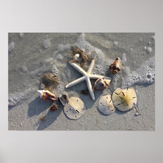 Schatten van het strand bij laagwater poster (Voorkant)