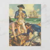 Schatteneiland, Vintage Sprookje Piraten Briefkaart (Voorkant)