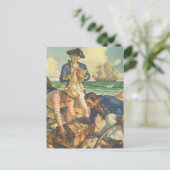 Schatteneiland, Vintage Sprookje Piraten Briefkaart (Staand voorkant)
