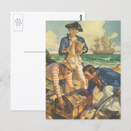 Schatteneiland, Vintage Sprookje Piraten Briefkaart (Voorkant / Achterkant)