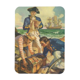 Schatteneiland, Vintage Sprookje Piraten Magneet