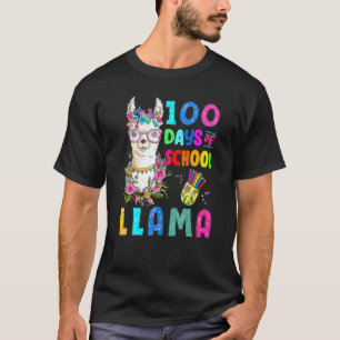 Schattig 100 dagen school geen probleem lama terug t-shirt