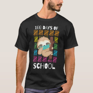 Schattig 100 dagen school luiaard gezichtsmasker v t-shirt