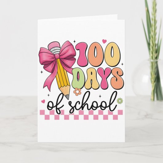 Schattig 100 dagen school potlood boog klaslokaal  kaart (Voorkant)