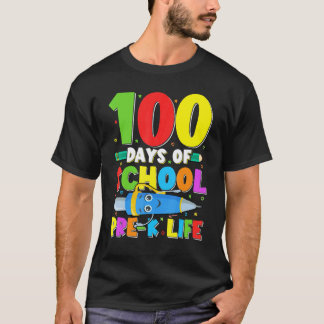 Schattig 100 dagen school Pre K Leven Leraar Stude T-shirt
