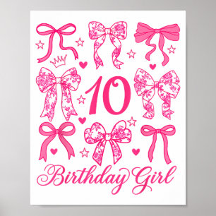 Schattig 10 verjaardag coquette strik 10e verjaard poster
