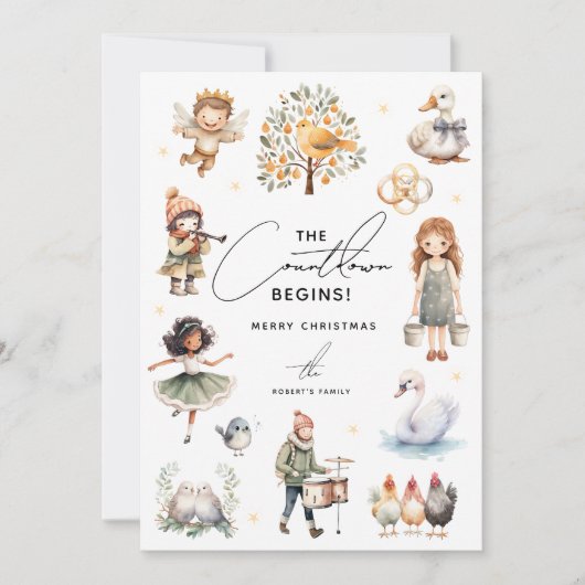 Schattig 12 dagen kerst-  feestdagenkaart (Voorkant)