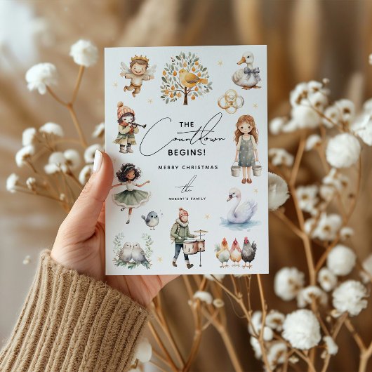 Schattig 12 dagen kerst-  feestdagenkaart