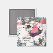 Schattig 12 dagen van Kerstmis Acht Maids een Melk Magneet (Voorkant / Achterkant)