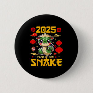 Schattig 2025 Jaar Van De Slang Gelukkig Chinees N Ronde Button 5,7 Cm