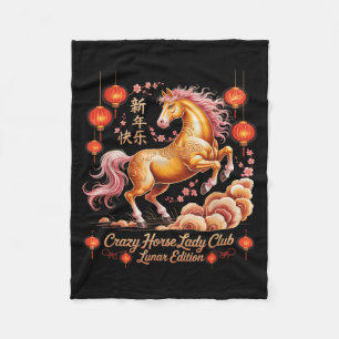 Schattig 2026 Jaar Van Crazy Horse Damesclub Maanr Fleece Deken