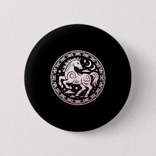 Schattig 2026 Jaar Van Het Paard Maan Meisje Diere Ronde Button 5,7 Cm