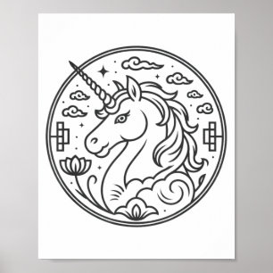 Schattig 2026 Paardenjaar Meisje Houdt Van Eenhoor Poster