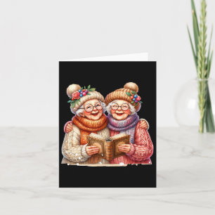 Schattig 2 Gelukkige Oma's Oude Dames Zingen Kerst Kaart