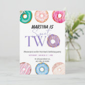 Schattig 2e Twee zoete donut thema verjaardagsfees Kaart (Staand voorkant)