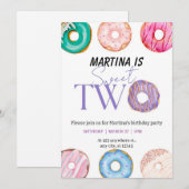 Schattig 2e Twee zoete donut thema verjaardagsfees Kaart (Voorkant / Achterkant)