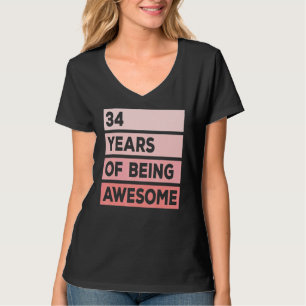 Schattig 34 jaar Geweldige 34th Birthday Pink T-shirt