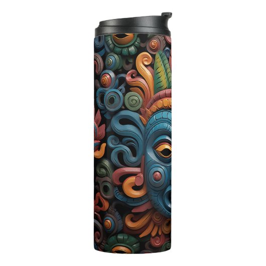 Schattig 3-D Tiki Masker Thermosbeker (Gedraaid links)