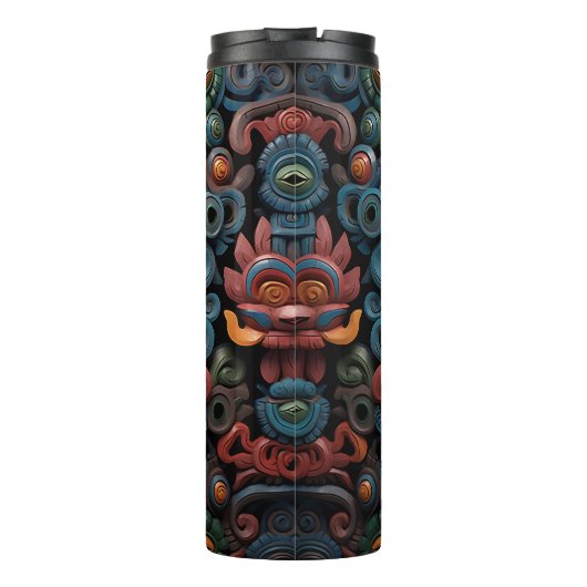 Schattig 3-D Tiki Masker Thermosbeker (Achterkant)