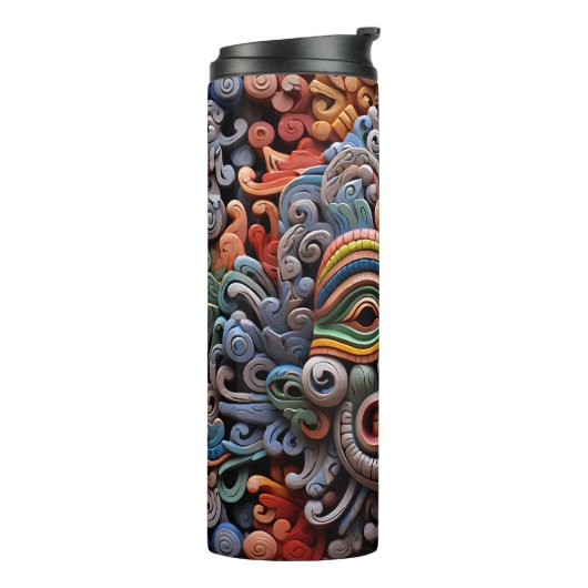 Schattig 3-D Tiki Masker Thermosbeker (Gedraaid links)