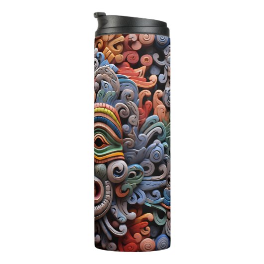 Schattig 3-D Tiki Masker Thermosbeker (Geroteerd rechts)