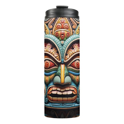 Schattig 3-D Tiki Masker Thermosbeker (Voorkant)