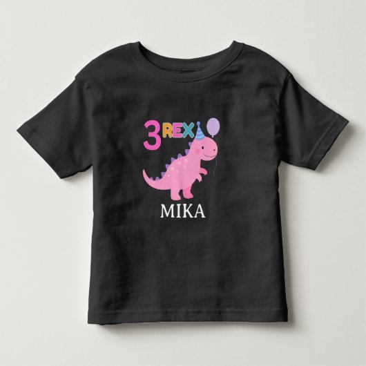 Schattig 3 Rex Roze Dinosaurus Verjaardagsontwerp Kinder Shirts (Voorkant)