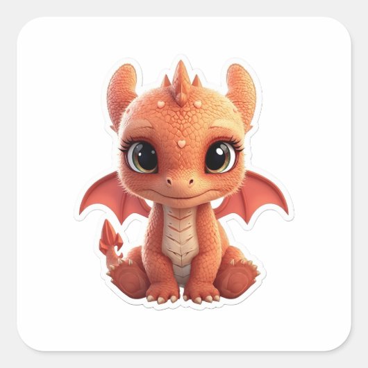 Schattig 3D Baby Draak Fantasie Wezen Sticker (Voorkant)