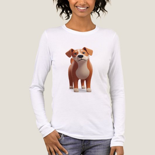 Schattig 3D-cartoonhond  Tri-Blend Shirt (Voorkant volledig)