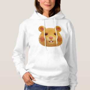 Schattig 3D Fluffy Oranje Hamstergezicht Hoodie