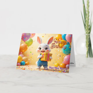 Schattig 3D Konijn Gelukkig Verjaardag Kaart