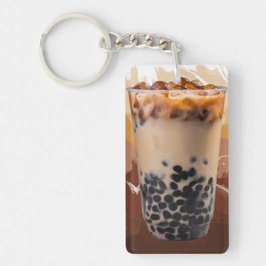 Schattig 3D-melktheeontwerp – Boba-liefhebber esth Sleutelhanger (Voorkant)
