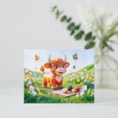 Schattig 3D Stier Dierenriem Picknick Briefkaart (Staand voorkant)
