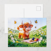 Schattig 3D Stier Dierenriem Picknick Briefkaart (Voorkant / Achterkant)