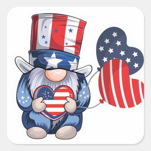 Schattig 4 juli Gnome stickers (Voorkant)