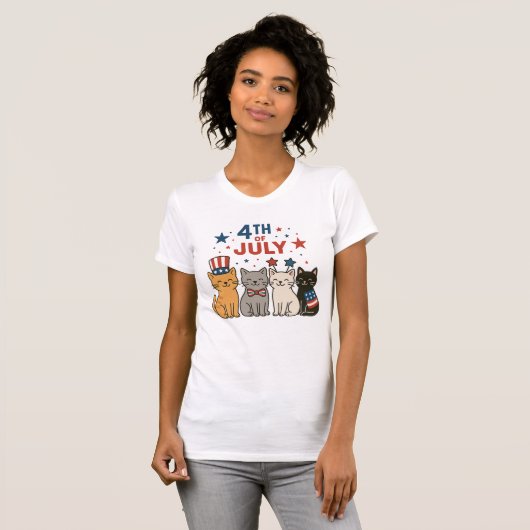 Schattig 4 juli T-shirt voor katten – Patriotic Ca (Voorkant volledig)