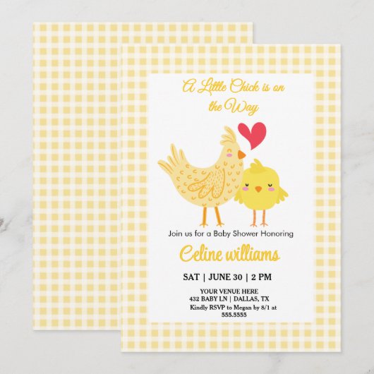 Schattig A Little Chick is op weg naar het baby sh Kaart (Voorkant / Achterkant)